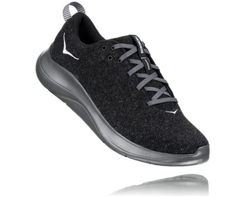 Hoka One One Herre Hupana Flow Wool Road Løpesko Svart/Dark Shadow Norge-59YIL